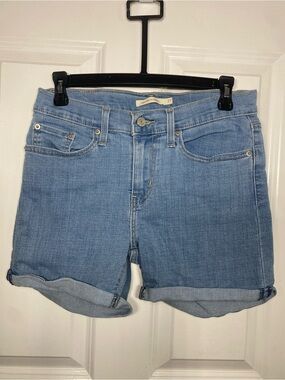 Levi's Light Blue Rolled Cuff Denim Shorts